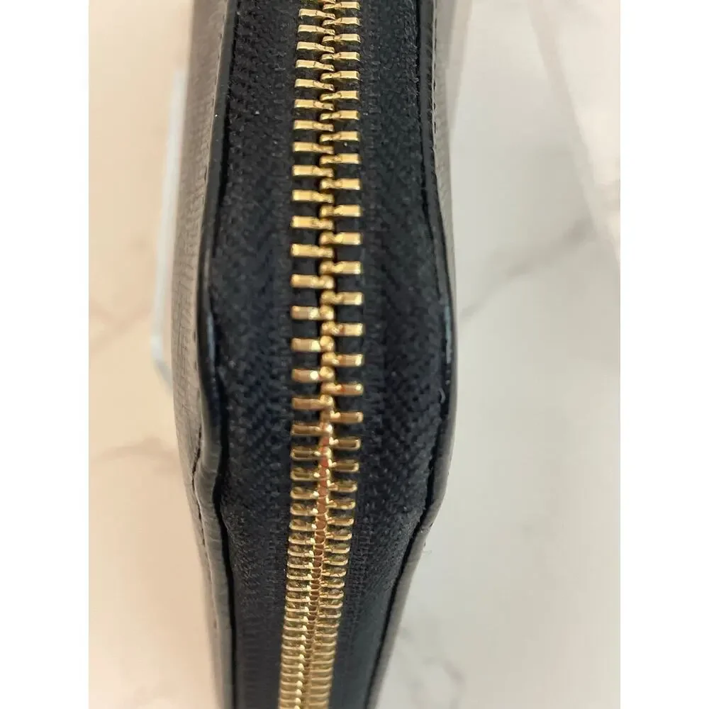 Tory Burch Black Saffiano Leather Zip-Around Continental Wallet GUC